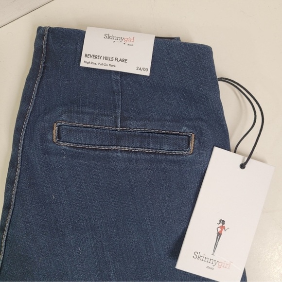 Skinnygirl High Rise Beverly Hills Pull-On Flare Dark Blue Jeans - Picture 5 of 9